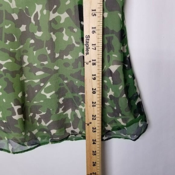 J.CREW Silk Cami Tank Top‎ Womens 6 Camouflage Army Green Spaghetti Straps EUC - Picture 6 of 9